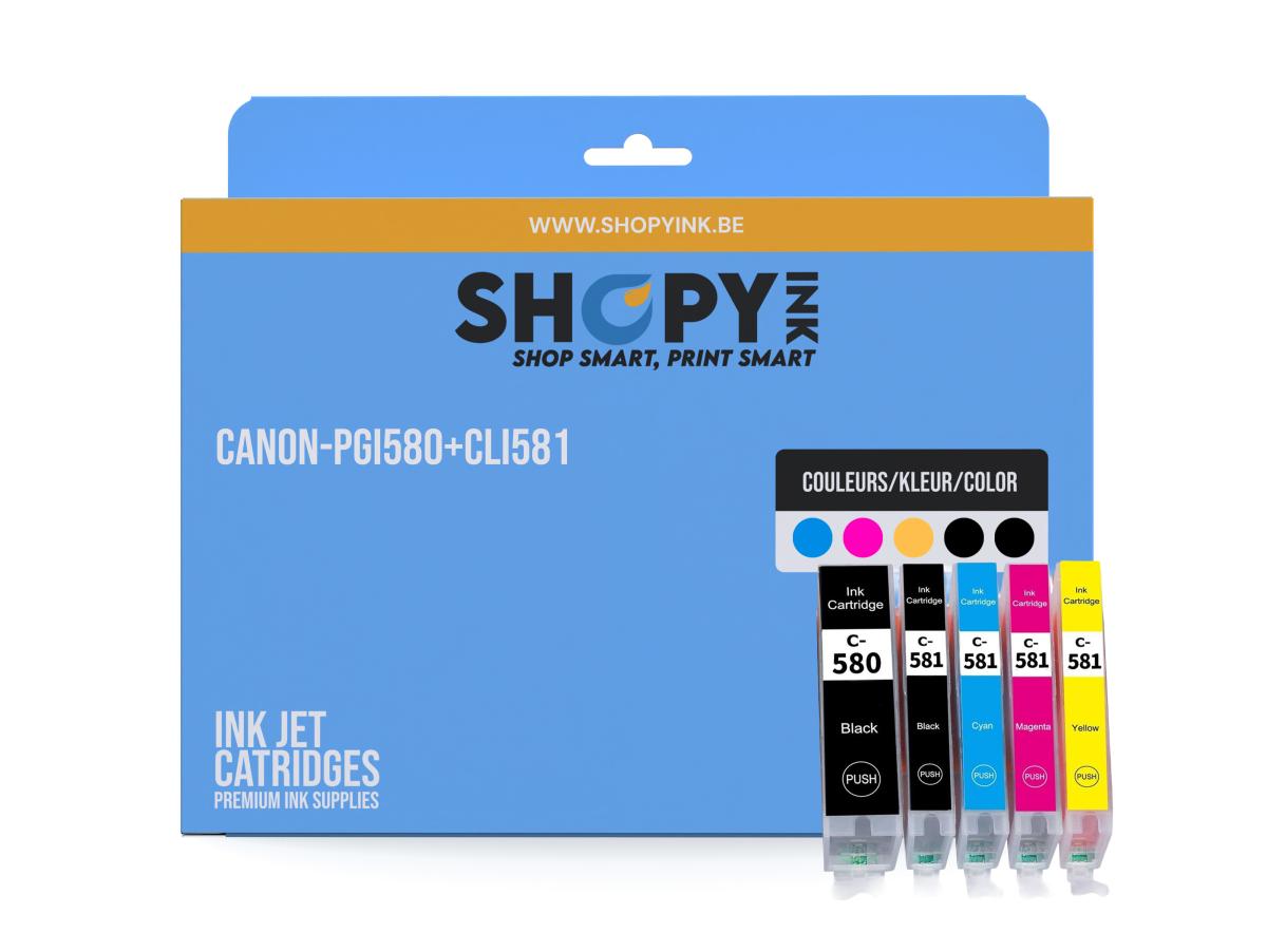 Canon PGI-580 Pack – Canon PGI-580 (PGI-580/CLI-581 BK/CMYK) – Inktcartridge Pack Compatibel – ShopyInk België