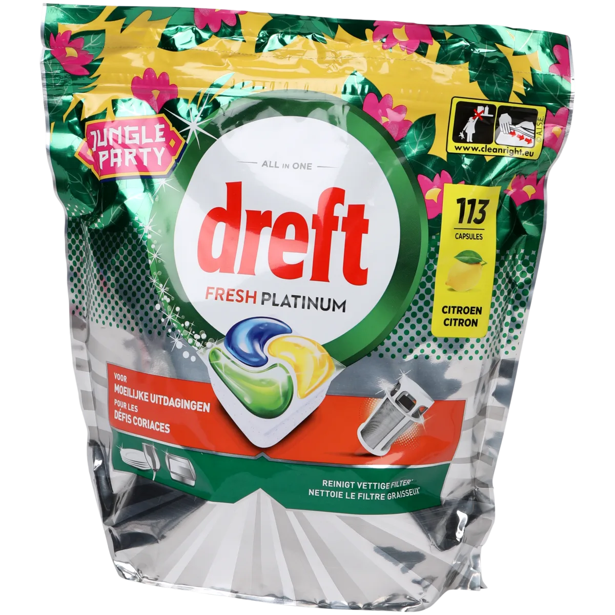 ShopyInk Vaatwastabletten Dreft Fresh Platinum Jungle Party – 25 pièces